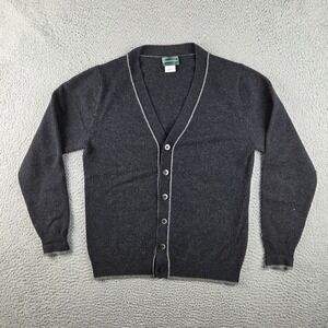 Hammacher Schlemmer Cashmere Cardigan Sweater Womens M Gray V-Neck Button Down